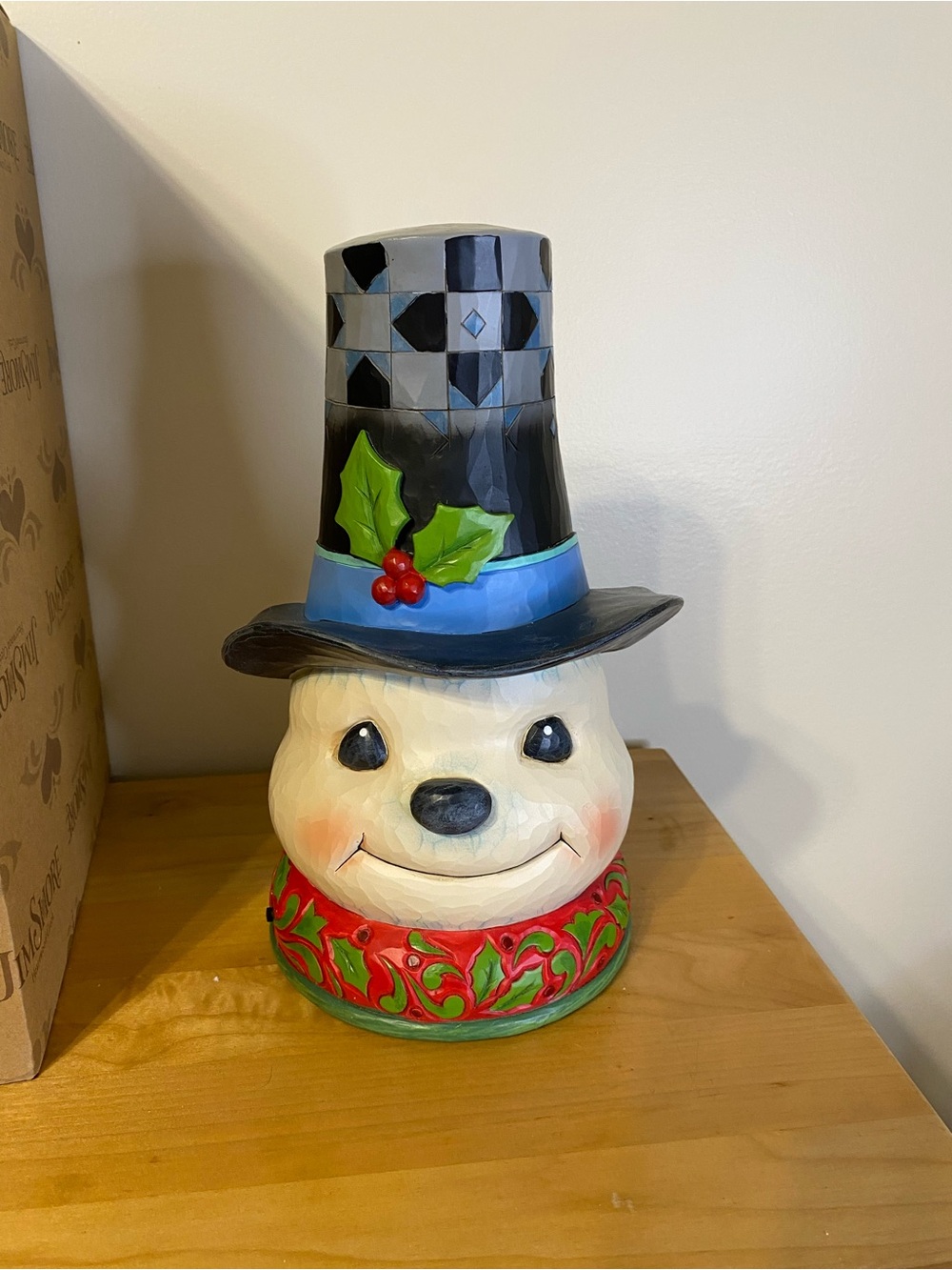 2022 JIM SHORE WINTER JOY IS ALL AROUND SNOWMAN IN HAT LIGHTED ROTATOR FIGURINE